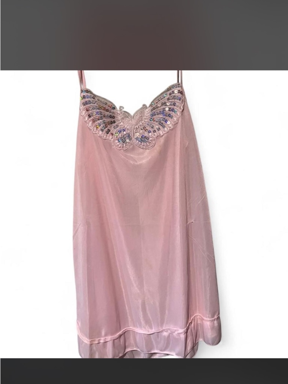 Pink Embellished Butterfly Slip Dress and shorts